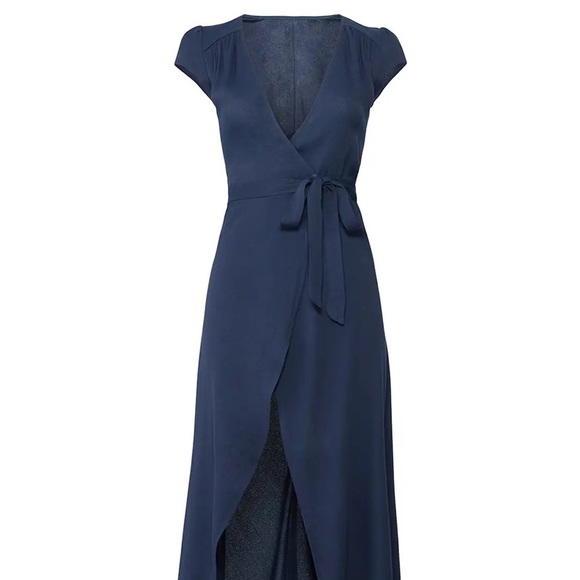 Reformation Chamomile Wrap Dress in Navy - Picture 5 of 7